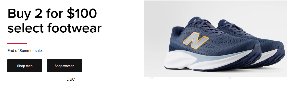 Buy 2 for $100 select NewBalance footwear