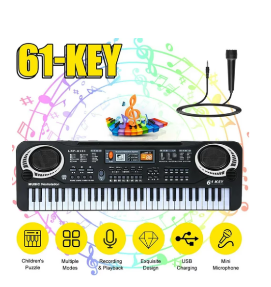 Anself 61 Keys Kids Digital Music Electronic Keyboard Electric Piano Beginner Keyboard for Girls & Boys, Ages 4-8, 9-12, 13-19 with Microphone