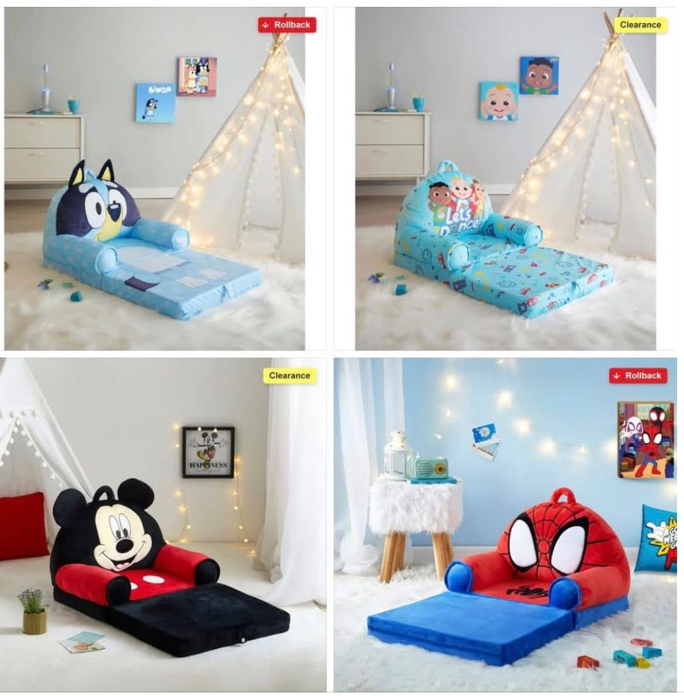 Toddler Bluey 2-in-1 Polyester Flip Out Chair Blue for Kids