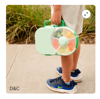 GoBe Kids’ 2-in-1 Bento Style Lunchbox with Small Snack Spinner Flip – Sage Green