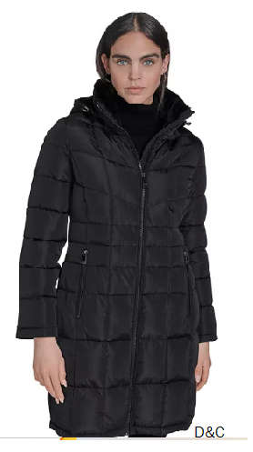 Calvin Klein Women’s Hooded Stand Collar Puffer Coat