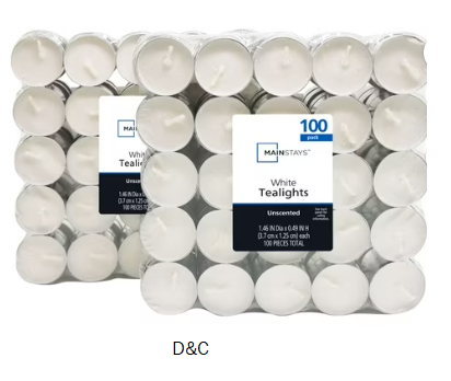 Mainstays White Unscented Indoor/Outdoor Tealight Candles, 100 Count
