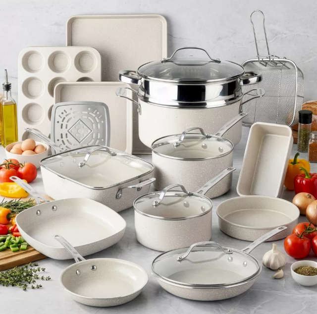 Granitestone 20 Pc Nonstick Pots and Pans Set Ceraluxe Ceramic Nonstick Cookware Set Bakeware Set