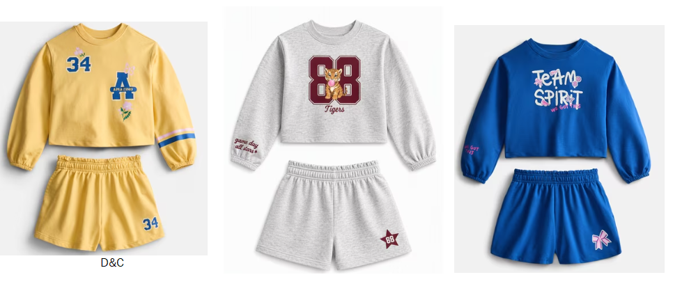 Wonder Nation Little Girls Crewneck Sweatshirt and Shorts Set, 2 Piece, Sizes 4-10