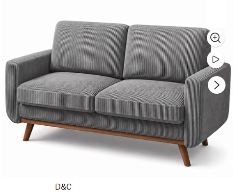 Neche 68″ Corduroy Sofa for Living Room, 2 Seater Modern Couch for Small Space Office, Comfy Loveseat in a Box, Grey