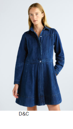 Free Assembly Women’s and Women’s Plus Denim Mini Shirtdress with Long Sleeves, Sizes XS-4X