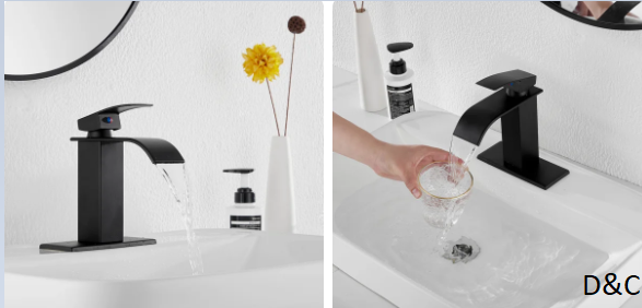 Single-handle Bathroom Faucet with Drain Assembly P-3005-Black