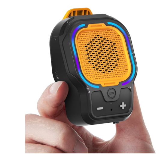 Wearable Bluetooth Speaker, Small Clip-on Wireless Portable Speaker, 10H Battery, IPX6 Waterproof Mini Speaker, 3 Light Modes with Mic, for Hands-Free Music Call Outdoor Work, Gift for Dad