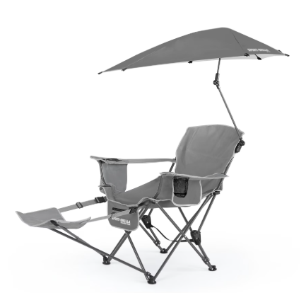 Sport-Brella Grey Camping Chair, with Clamp-On Sun Shade