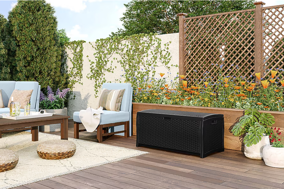 Suncast Outdoor Storage 73-Gallon Black Plastic Deck Box