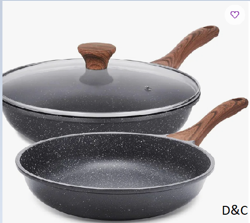 SENSARTE 3-Piece Nonstick Fry Pan Set With Lid,8+11 Inch