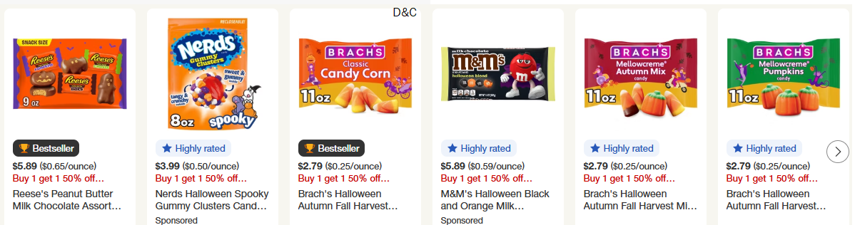 Buy 1 Get 1 50% off Hallowwen Candy