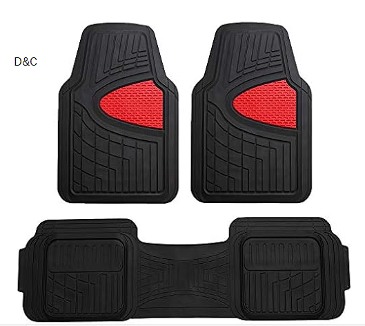FH Group Car Floor Mats – Heavy-Duty Rubber Floor Mats for Cars, Universal Fit Full Set, Trimmable Automotive Floor Mats, Climaproof Floor Mats for Most Sedan, SUV, Truck Floor Mats Red