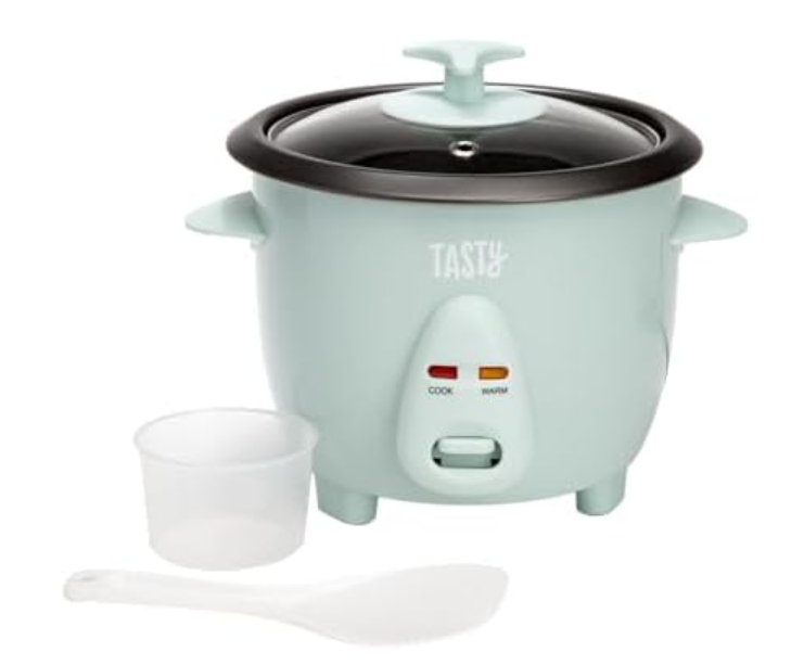 Tasty Mini Rice Cooker with Removable Nonstick Bowl and Auto Keep Warm Function, Great For Soups, Stews, Grains and Oats, 6 Cups Cooked (3 Cups Uncooked), 1.5-Quart, Aqua