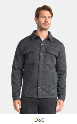 George Men’s and Big Men’s Knit Shacket with Microfleece Lining, Midweight, Sizes S-3XL