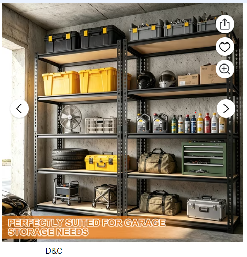 5-Tier Heavy Duty Metal Storage Shelving Unit, 2400 LBS Metal Rack Garage Shelving, Adjustable Storage Rack for Garage, Warehouse, Pantry & Workshop, 72″ H x 35″ W x 12″ D, Black