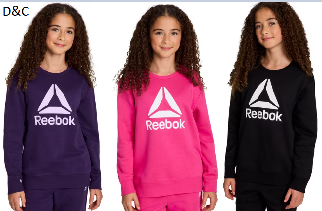 Reebok Girl’s Game Day Fleece Crewneck, Sizes 4-18