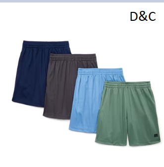 Russell Athletic Boys Performance Mesh Shorts, 4-Pack, Sizes 4-18 & Husky