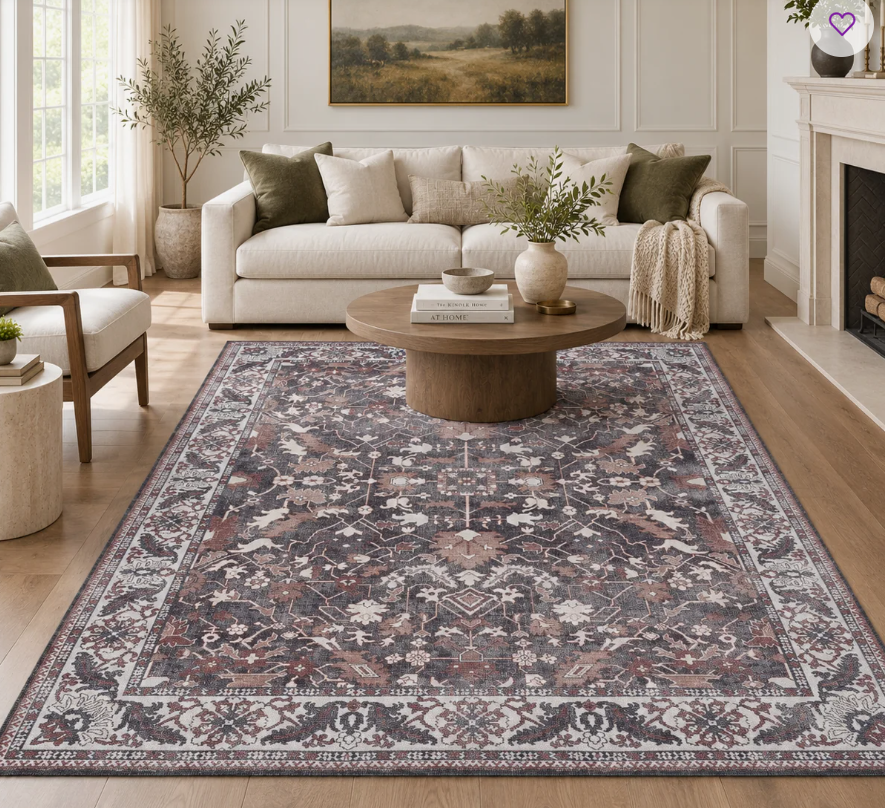 Zehorit Machine Washable Vintage Area Rug For Living Room, Hallway Runner, Entryway Rug