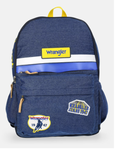 Wrangler Unisex 17″ Rodeo Sport Denim Backpack, Blue