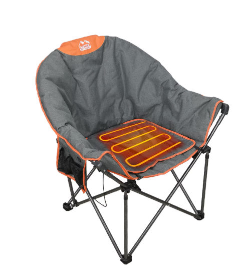 M8TRX Heated Camping Chair, Extra-Wide Outdoor Folding Chair, Supports 350 lbs., USB Charging Port, Heated