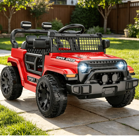 OROFULL 12V Electric Ride On Car, Kids Ride On Truck Toy with Remote Control, Double Doors and Music for Toddlers, Boys and Girls,Red