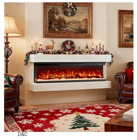 Silonn 3-Sided Smart 50″ Electric Fireplace