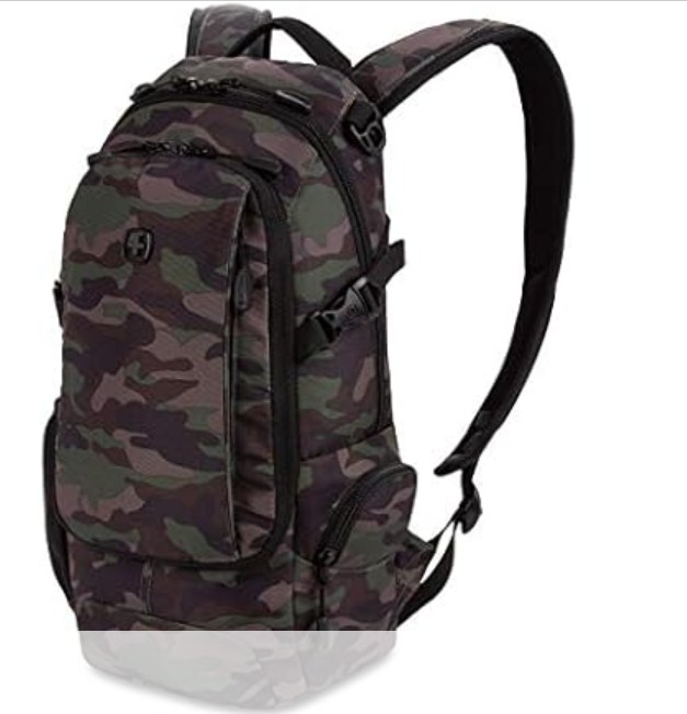 SWISSGEAR City Pack Backpack, Slim Profile, Camo/Green,15.9L, 18-Inch