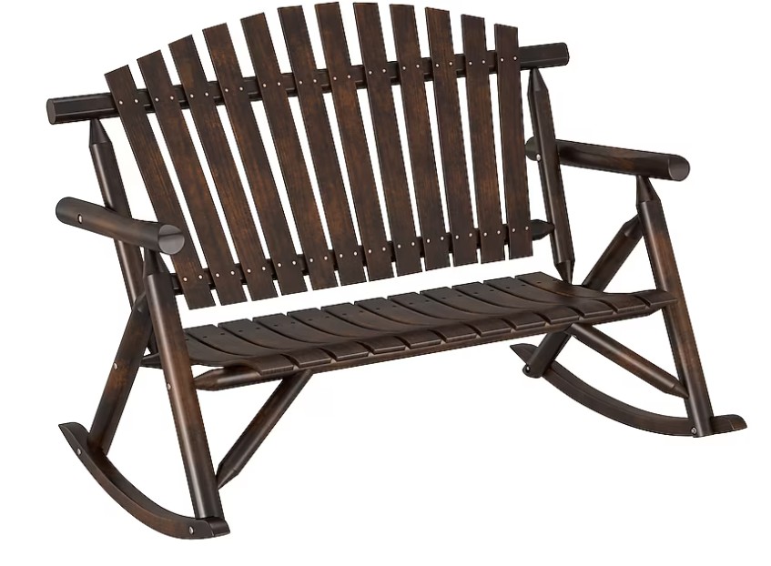 Style Selections Joyful Days Loveseat Dark Brown Wood Frame Rocking Chair with Slat Seat