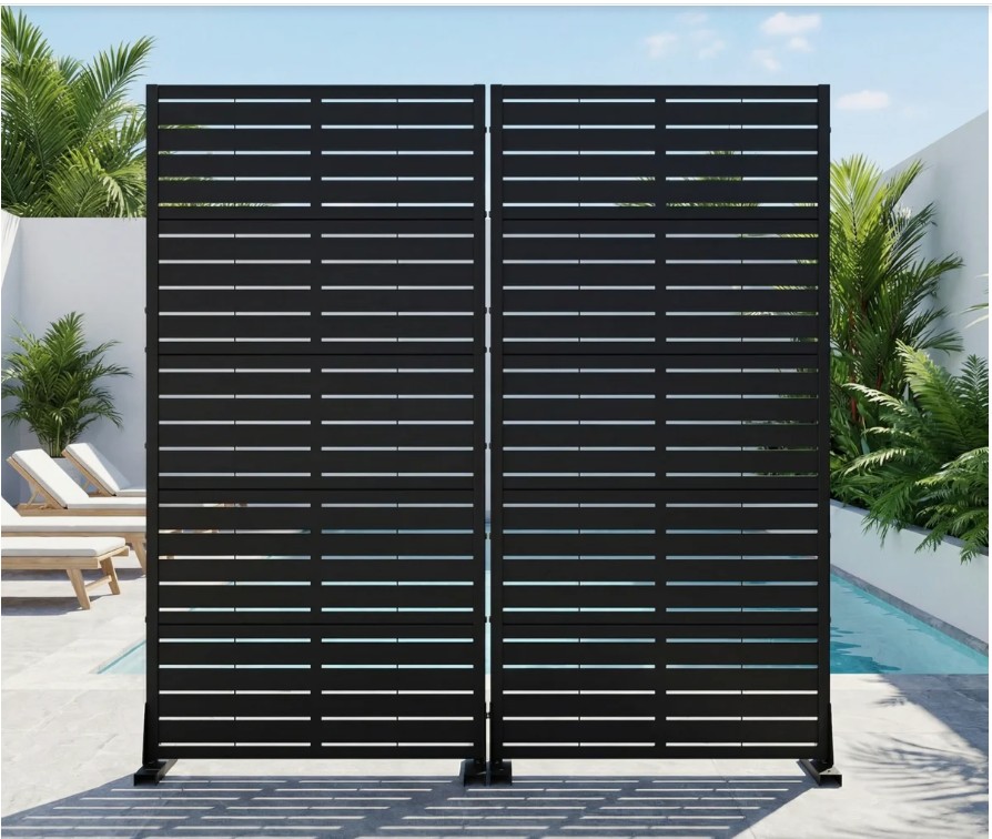 Metal Privacy Metal Screen Fence Panel Set of 2