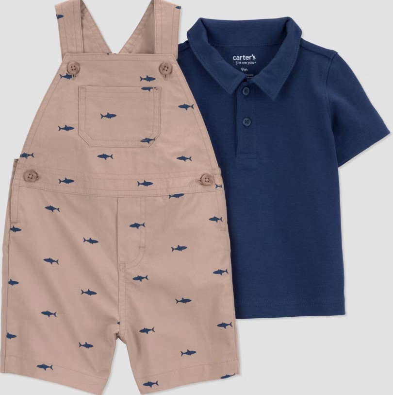 Carter’s Just One You® Baby Boys’ Shark Shortalls – Navy Blue Newborn