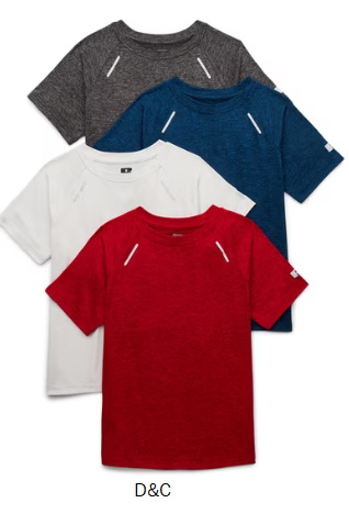 Russell Athletic Boys Runner Tech Tees with Short Sleeves, 4-Pack, Sizes 4-18 & Husky