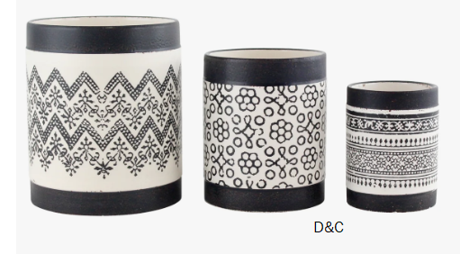 Nikos Round Ceramic Indoor Modern Pot Planter Set