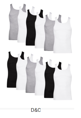 Tank Top Undershirts Pack, 12-Pack, Cotton Ribbed Tank Tops, Moisture Wicking