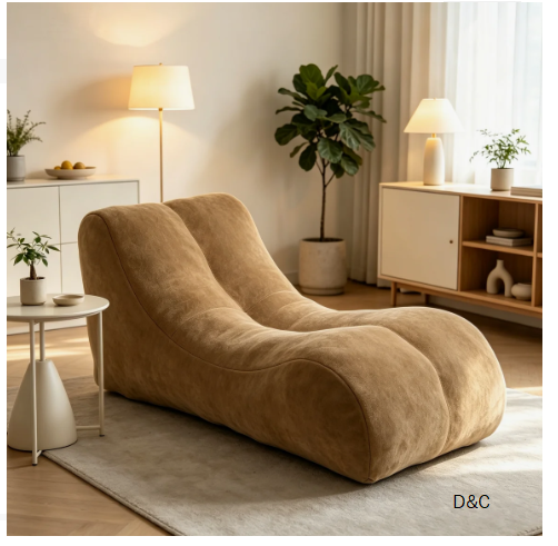 Brown Comfy Bean Bag Chair, Supportive Foam Sofa for Gaming & Reading