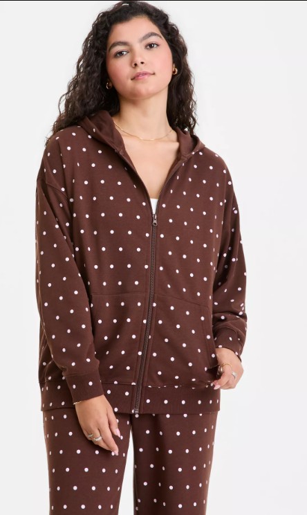 Juniors’ Full-Zip Printed Hoodie