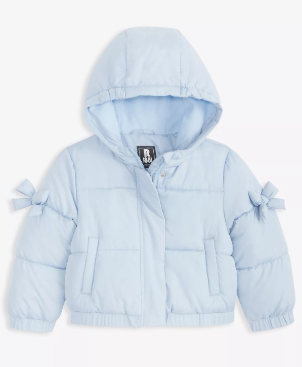 Little Girls’ 2T-6X Bow-Sleeve Hooded Bomber Jacket