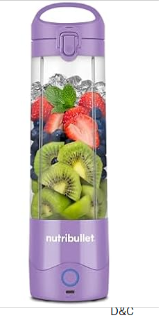 nutribullet Portable Blender, Cordless, 20oz Vessel, Personal Blender, USB-C Rechargeable, Light Purple, NBPB50100LP