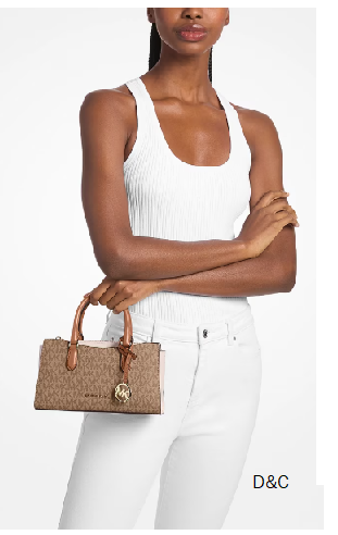 Michael Kors Outlet Arden Small Color-Block Signature Logo Messenger Bag