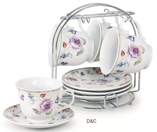 Lorren Home Trends Coffee Cup & Saucers, Service for 4