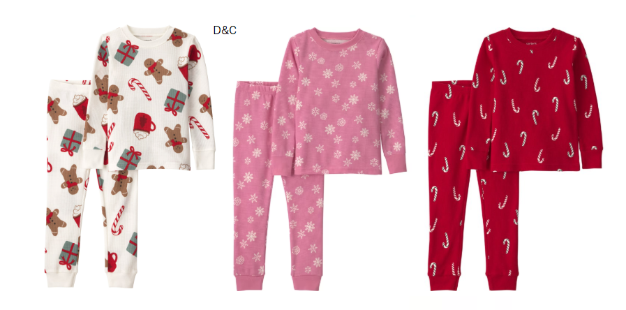 Carter’s Child of Mine Baby and Toddler Holiday Pajama, Two-Piece Set, Sizes 12M-5T