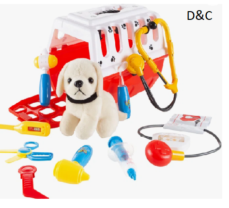 Kids Veterinary Set-11 Piece Complete Toy Set-Pretend Play Set with Animal Medical Supplies