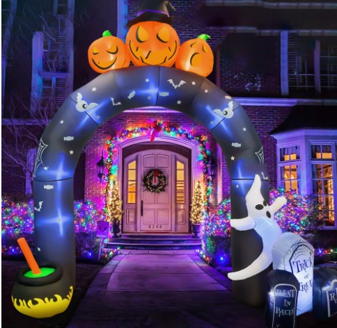 GVDV 10 FT Halloween Inflatables Archway Outdoor Decorations, Scary Halloween Arch Blow Up Yard Decorations for Front Yard Lawn Garden Decor