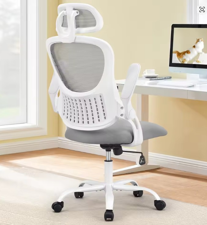 JHK Mesh Ergonomic Office Computer Desk Chair Flip-up Arms Adjustable Headrests Comfortable Lumbar Support For Home Office