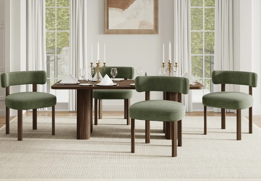 Upholstered Solid Wood Dining Chair Side Chair (Set of 4)