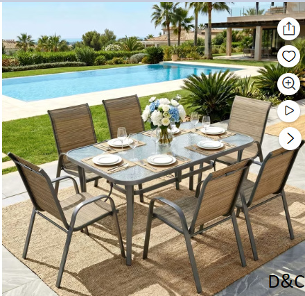 TLSUNNY Outdoor Patio Dining Set of 7