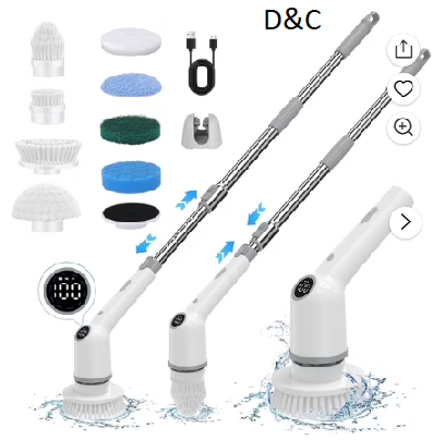 SZRSTH Electric Spin Scrubber, 450RPM Cordless Power Scrubber with Adjustable Handle 8 Heads