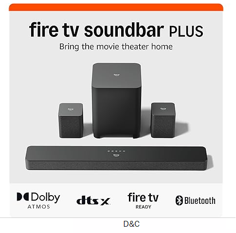 Amazon Fire TV 5.1 Soundbar Plus, Subwoofer & Surround Speakers Like New open box