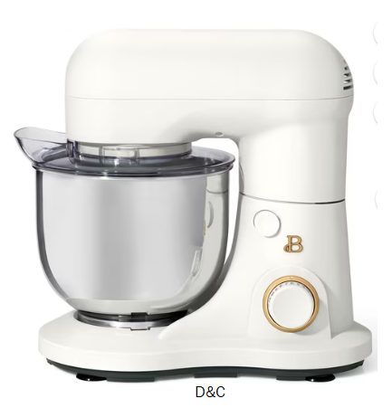 Beautiful 3.5 Qt Stand Mixer, White Icing with Flat Beater, Dough Hook, Balloon Whisk