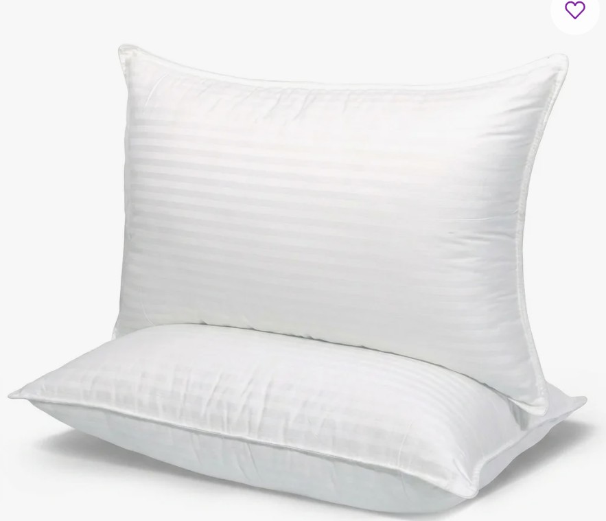 Luxury Cooling Down Alternative Queen bed Pillows with Plush Support Satin stripe Fiber bed Pillow (Set of 2)
